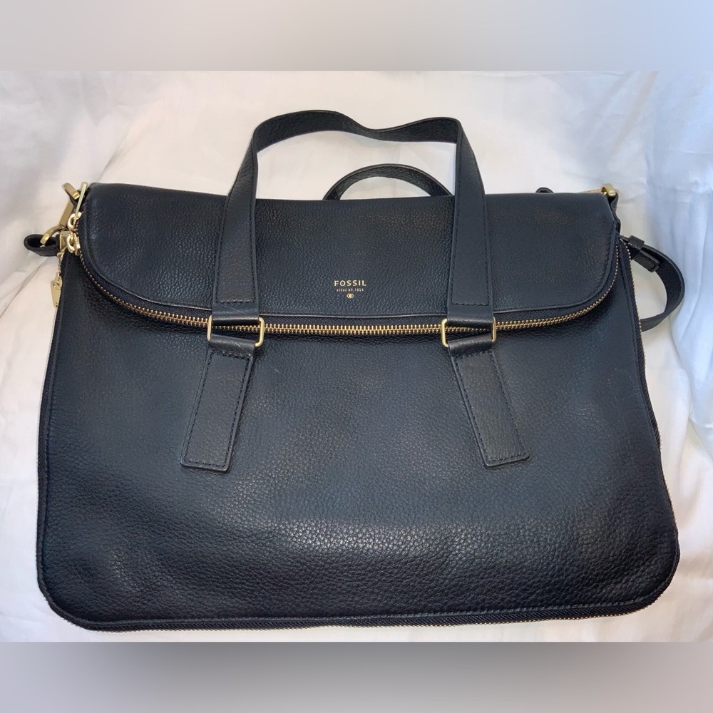 FOSSIL Black Leather, Briefcase Bag